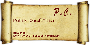 Petik Cecília névjegykártya
